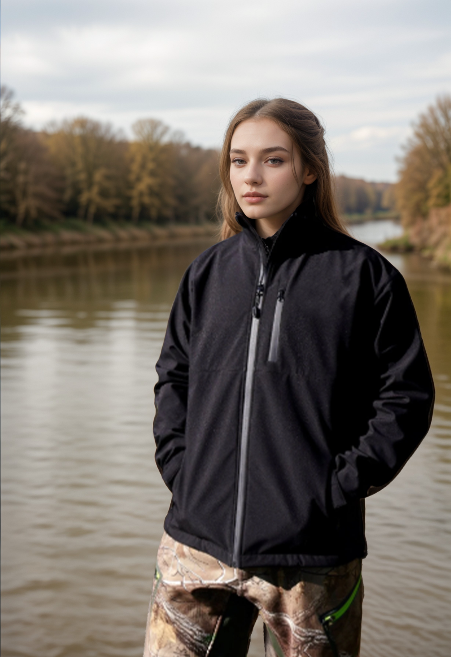 Solid Black Premium Tactical Hunting Jacket – Windbreaker & Waterproof Rain Gear