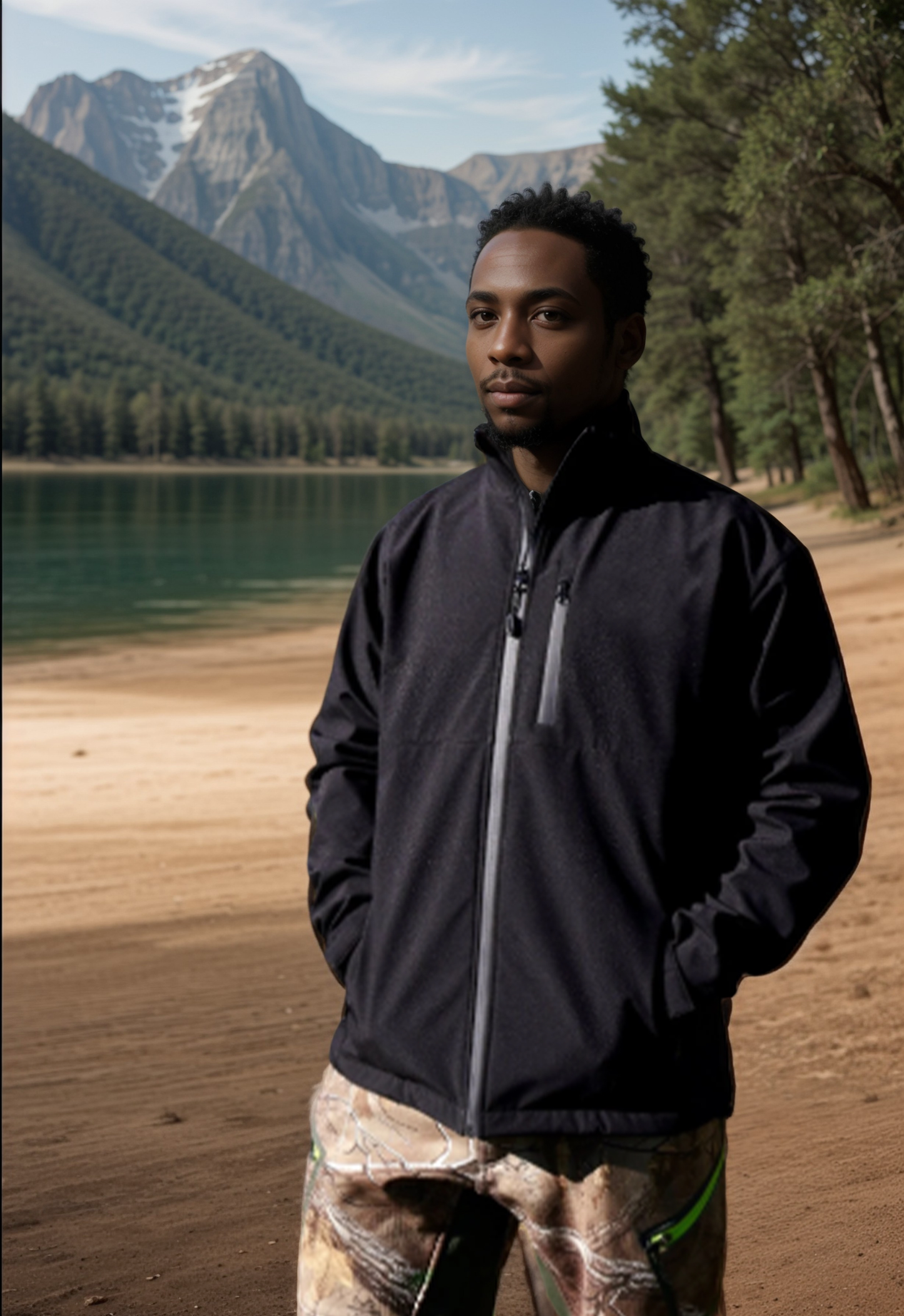 Solid Black Premium Tactical Hunting Jacket – Windbreaker & Waterproof Rain Gear